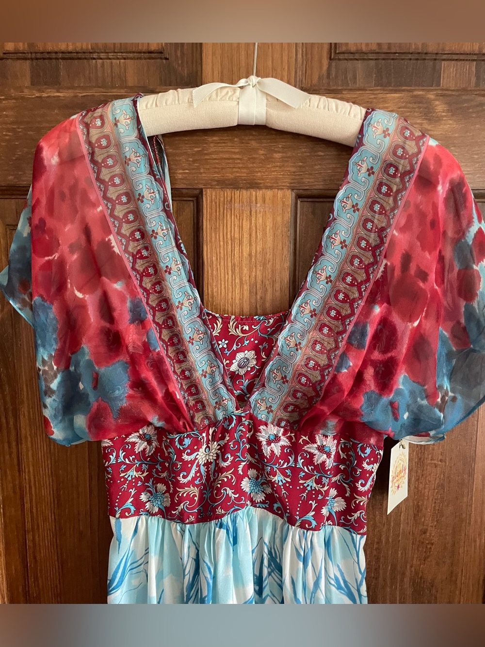 NEW PLENTY TRACY REESE VTG Y2K ANTHROPOLOGIE BOHO Silk Floral Mixed Print Dress - Picture 3 of 8